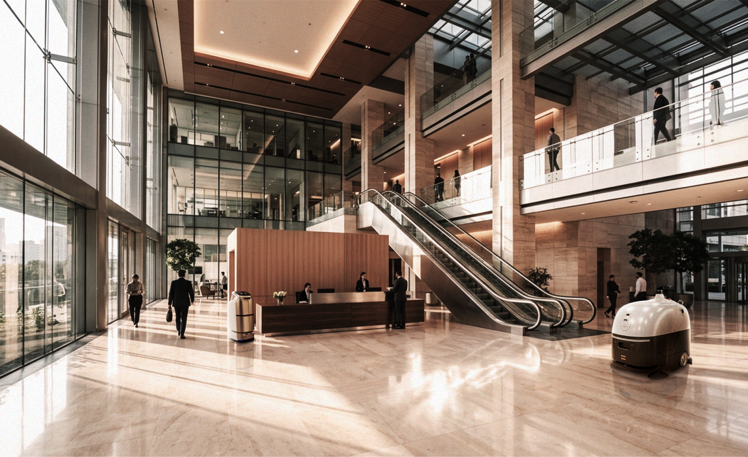Service robot in a commercial building lobby